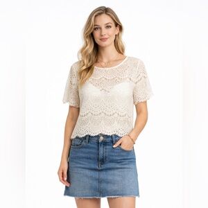 Elegant Cream Lace Women's Top